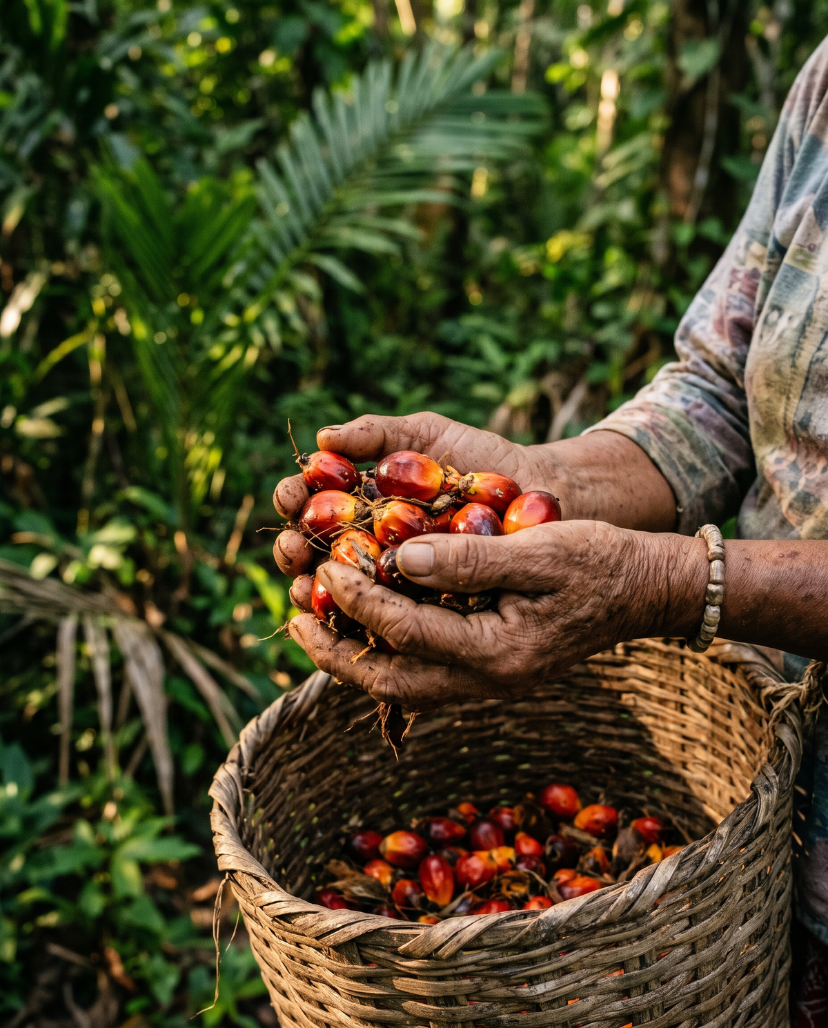 Freshly harvested batana palm fruit in Honduras